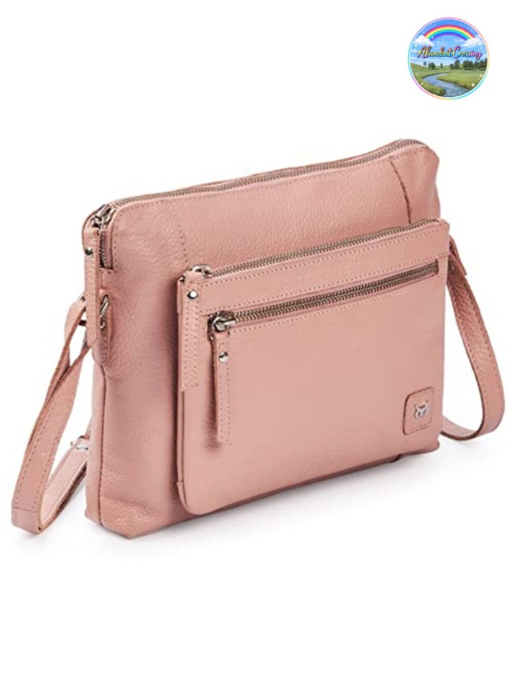 Small Genuine Pebbled Leather Crossbody Bag Adjustable Strap Sling Purse